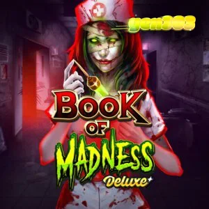 Tampilan visual slot Book of Madness Deluxe dengan tema rumah sakit jiwa horor.